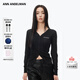 ANN ANDELMAN【秦嵐同款】滿(mǎn)天星薄開(kāi)衫黑色修身長(cháng)袖毛針織衫秋季外搭 黑色 XS