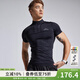 OMGOMG潮牌 錦綸高彈力專(zhuān)業(yè)短袖健身衣服男士運動(dòng)T恤高領(lǐng)緊身衣 黑色 2XL