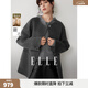 ELLE【100%綿羊毛】馬甲雙面呢大衣兩件套女2025冬季新款毛呢外套 中灰 S
