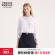 Teenie Weenie小熊女裝襯衫秋冬季簡(jiǎn)約優(yōu)雅甜美少女感木耳邊領(lǐng)襯衣 象牙白 S