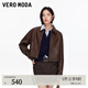 VEROMODA夾克新款PU長(cháng)袖直筒翻領(lǐng)純色短外套325317045 瓶璃棕色 S