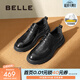 百麗（Belle）褶皺商務(wù)鞋男鞋新款商場(chǎng)同款牛皮休閑皮鞋8ND01DM4 黑色-單里 40 (250mm)