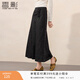 香影新中式緞感黑色半身裙女2026春裝新款垂感竹影提花國風(fēng)a字裙 黑色 M 160/64A/95-110斤