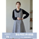 獨束大碼女裝復古U領(lǐng)內搭背心裙女冬季新款胖mm顯瘦毛呢連衣裙 黑灰人字紋 L