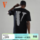 VLONE3M反光系列大V字Logo短袖T恤男女同款黑灰色穿棉潮流T恤 VLTE17SS007黑灰(3M反光) XL