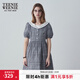 Teenie Weenie小熊女裝簡(jiǎn)約夏季娃娃領(lǐng)學(xué)院格紋連衣裙蓬蓬裙時(shí)尚女 撞色 L
