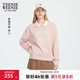 Teenie Weenie小熊女裝衛衣秋冬氣質(zhì)學(xué)院風(fēng)翻領(lǐng)長(cháng)袖套頭內搭上衣 粉色 S