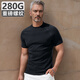 點(diǎn)悟小領(lǐng)口重磅螺紋短袖T恤男士純色棉運(yùn)動(dòng)健身修身緊身彈力半袖體恤 黑色 L （130-142斤）