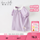 戴維貝拉（DAVE＆BELLA）兒童t恤夏裝新款女童POLO衫中大童上衣洋氣花邊領(lǐng)衣服童裝 煙紫色【現貨】 120 cm（建議身高110-120cm）