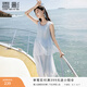 香影藍色海邊連衣裙女無(wú)袖2026夏裝新款不規則荷葉邊航海系沙灘裙 航線(xiàn)藍 M 160/84A/95-110斤