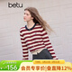 百圖（betu）女裝2025秋季新款毛針織衫拼色條紋簡(jiǎn)約長(cháng)袖上衣女2509T39