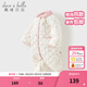 戴維貝拉（DAVE＆BELLA）新生兒爬服冬季新款女寶夾棉連體衣嬰兒三防哈衣小童包屁衣 花朵印花【現貨】 73cm （建議身高66-73cm）