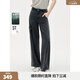 ELLE法式工裝風(fēng)天絲牛仔褲女2026夏季新款高腰顯瘦通勤寬松闊腿褲 黑色 M