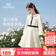 英氏（YEEHOO）女童連衣裙兒童裙子中大童裝娃娃領(lǐng)長(cháng)裙學(xué)院風(fēng)淑女春裝 米白 165