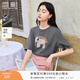 香影卡通小象灰色純棉t恤短袖女2026夏季新款超好看圓領(lǐng)落肩上衣 中灰 M 160/84A/95-110斤