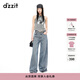 DZZIT地素牛仔闊腿褲夏季時(shí)尚潮流設計女 藍色 S