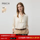 PRICH時(shí)尚優(yōu)雅飄帶領(lǐng)七分袖緞面襯衫春季垂順氣質(zhì)上衣女 36淺米色 M (165)