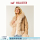 HOLLISTER美式復古保暖拼接仿毛皮夾克外套25秋冬女裝344-5029 棕色 S (165/84A)