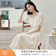 香影法式天絲連衣裙女2026夏季新款度假風(fēng)刺繡米白收腰泡泡袖裙子 米白 S 155/80A/85-95斤