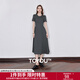初語(yǔ)拼接設計感連衣裙女2025夏季新款復古深灰色圓領(lǐng)休閑T恤裙 深灰色 M