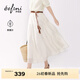 伊芙麗（eifini）朱珠代言【經(jīng)典延續】?jì)?yōu)雅百搭休閑顯瘦高腰雪紡蛋糕長(cháng)款半裙女 米白 S 80-105斤