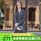 百圖betu女裝秋季新款連衣裙高級感拼接假兩件套腰帶裙子2508T83 深灰 L