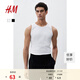 H&M男裝背心春季簡(jiǎn)約合身圓領(lǐng)羅紋直筒健身運動(dòng)無(wú)袖T恤上衣1227155 白色 M 175/100