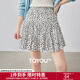 初語(yǔ)碎花甜美蛋糕半身裙女2025夏季新款泡泡皺感短裙度假風(fēng)裙子 白色 L