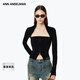ANN ANDELMAN崔叡娜同款2026早春新款解構針織開(kāi)衫抹胸坎肩高定工藝修身上衣 黑色 S
