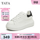 他她（TATA）女鞋新款奶油泡泡厚底鞋子小白鞋透氣休閑增高板鞋 白/黑（刺繡版） 36