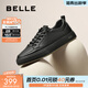 百麗（Belle）時(shí)尚百搭休閑鞋男牛皮免系帶休閑板鞋A1230CM3預售 黑色 40 (250mm)