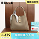 百麗女包質(zhì)感真皮菜籃子包送禮緞面絲巾休閑通勤手提包BL828BX5 淺灰