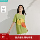 茵曼（INMAN）純棉趣味水果印花休閑T恤2025夏季女裝新款百搭寬松短袖上衣 草綠色 S