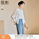 香影新中式輕國風(fēng)薄款外套女2026夏裝新款刺繡小個(gè)子盤(pán)扣開(kāi)衫上衣 米白 M 160/84A/95-110斤