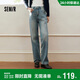 森馬（Semir）森柔|牛仔褲女春季做舊淺色長(cháng)褲女生顯瘦時(shí)尚直筒褲103125124013A