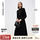 朗姿【精英衣櫥】秋季新款黑色長(cháng)裙高級感收腰襯衫連衣裙 黑色 2XL