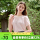 百圖betu女裝夏季新款襯衫法式氣質(zhì)圓領(lǐng)通勤繡花短袖上衣2406T25 粉紅 L