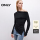ONLY 2025夏季純色一字蕩領(lǐng)不規則下擺長(cháng)袖T恤女|125301011