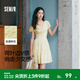森馬（Semir）連衣裙女荷葉邊V領(lǐng)溫柔少女感2025夏季新款肌理碎花裙小清新 黃色調00333 M