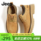 Jeep吉普男鞋2026春季新款復古織物透氣馬丁靴男休閑低幫大頭工裝鞋男 土黃色(運動(dòng)碼) 41 (255mm)