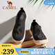 駱駝（CAMEL）男鞋新款懶人套腳鞋輕盈厚底潮流休閑一腳蹬男士布鞋 G13S391065黑色 42