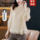 奧絲婕（Aosijie）高端品牌重工刺繡真絲襯衫女2026夏季新款洋氣寬松桑蠶絲百搭上衣 香檳 （100%桑蠶絲） L 【115-125斤】