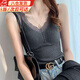 鹿珊伍保暖內衣吊帶背心女秋冬加絨加厚內搭帶胸墊美背文胸一體打底上衣 蕾絲背心【黑色】 均碼 【建議80-115】
