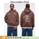 Abercrombie & Fitch美式復古經(jīng)典百搭抓絨舒適連帽衛衣上衣25秋冬男裝122-5576 棕色 M (180/100A)