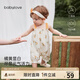 babylove女寶寶連體衣吊帶純棉夏季哈衣嬰兒外出甜美夏裝橘黃滿(mǎn)醉 橘黃滿(mǎn)醉 80cm