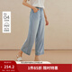 茵曼（INMAN）天絲|復古高腰寬松水洗直筒褲2026夏季女裝新款休閑垂感闊腿長(cháng)褲  淺牛仔藍 29