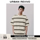 UR2026夏季新款男裝簡(jiǎn)約撞色條紋圓領(lǐng)寬松短袖T恤UMB460004 米白條紋 S