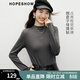 紅袖（hopeshow）顯瘦百搭長(cháng)袖T恤2025冬季新款女裝字母燙鉆半高領(lǐng)磨毛保暖上衣 灰060 L