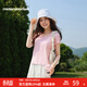美特斯邦威T恤女夏季新款純色透氣內搭U領(lǐng)索羅納涼感短袖上衣透氣 灰粉色 M 160 84A