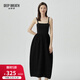 深呼吸DEEP BREATH女裝方領(lǐng)吊帶蔥紗花苞裙擺洋裝連衣裙A500246 黑 M (3)
